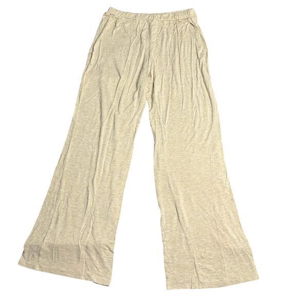 Dipping Daisys Wide Leg Lounge Pants Rayon Modal Stretch Palazzo Casual Beige L‎ - Picture 1 of 7